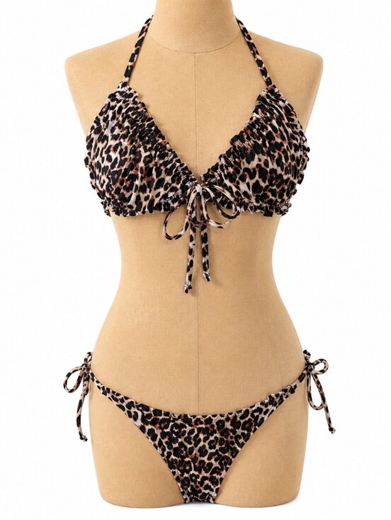 SHEIN Other - 💥 SHEIN Leopard Print Bikini Set Ruched Swimwear